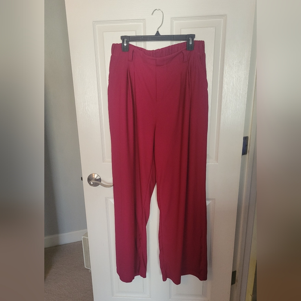 Halara Women's Burgundy Wide-Leg Trouser Pants XL Tall EUC - Picture 9 of 9